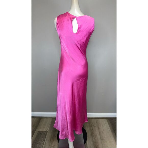 NWT CYNTHIA ROWLEY Claudia Silk Bias Sleeveless Midi Dress - Pink Size 10 $495 - Picture 5 of 8